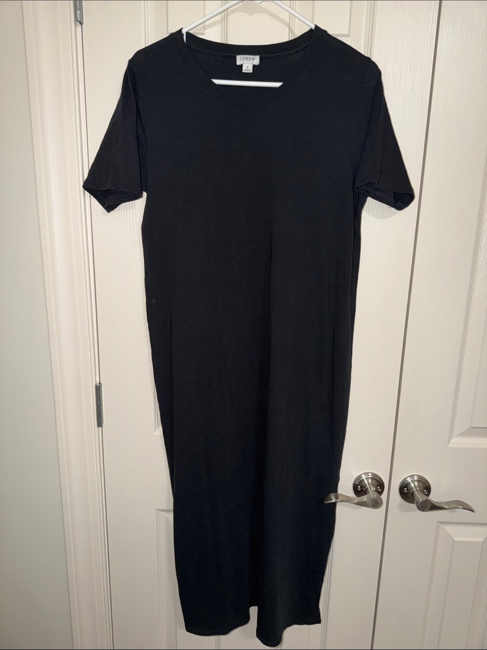 J. Crew Black Short-Sleeve Midi T-Shirt Dress